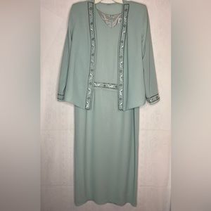 Vintage R&M Richards Aqua Green Two Piece Dress size 12P